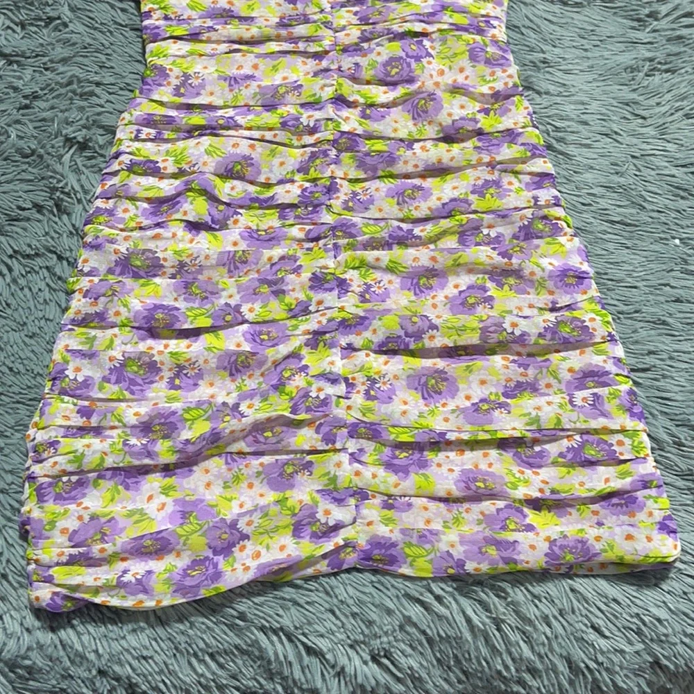 🥰🥰ZARA Floral Ruched Puff Sleeves Mini Dress🥰🥰 - Picture 6 of 16